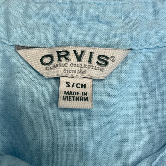 Orvis Linen & Rayon Blend Sleeveless Button Down Top Blue Size Small - Picture 3 of 6